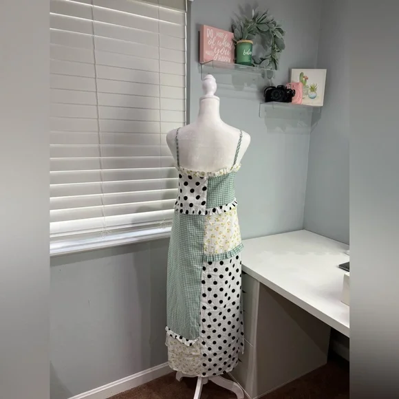 English Factory Green and White Patchwork Maxi Dress - Picture 6 of 8
